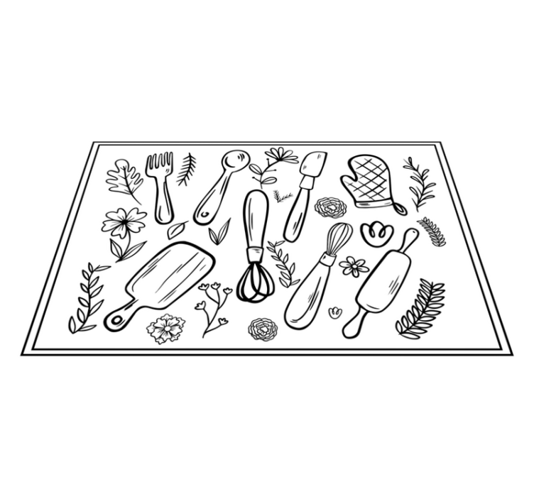 Tapis vinyle cuisine illustration ustensiles de cuisine - TenStickers