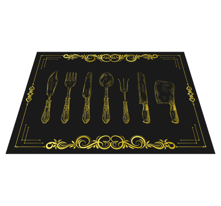 Tapis vinyle cuisine contour d'ustensiles de cuisine - TenStickers