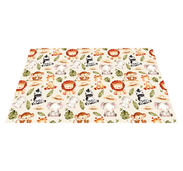 Tapis vinyle chambre bébé animaux de safari mignons - TenStickers