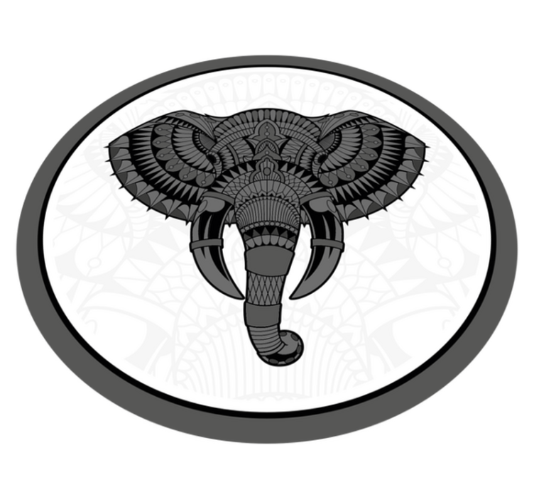 Tapis vinyle animal mandala gris éléphant - TenStickers