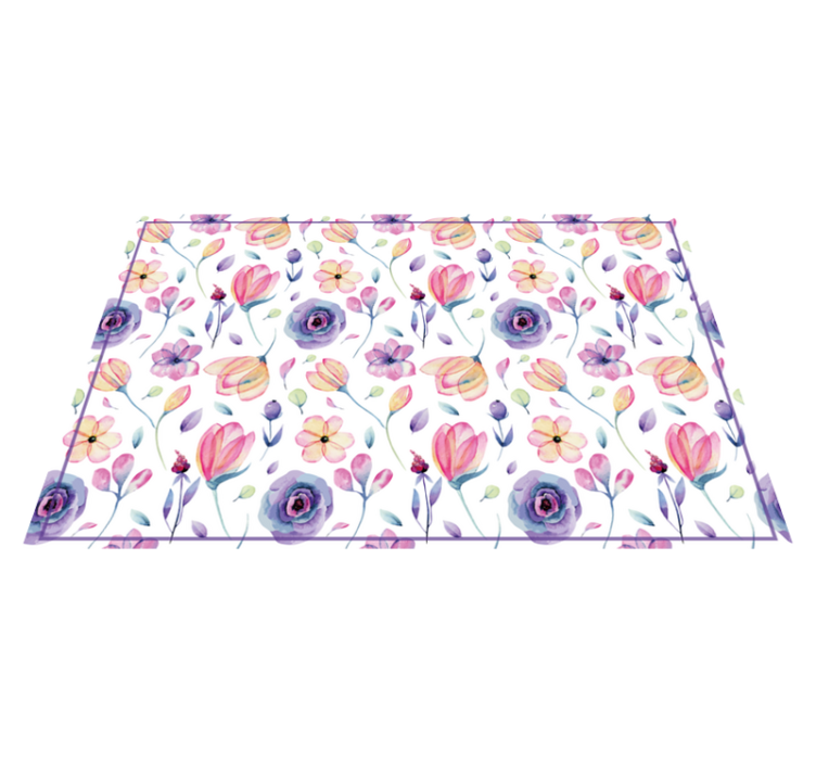 Tapis vinyle fleurs et plantes motif floral aquarelle - TenStickers