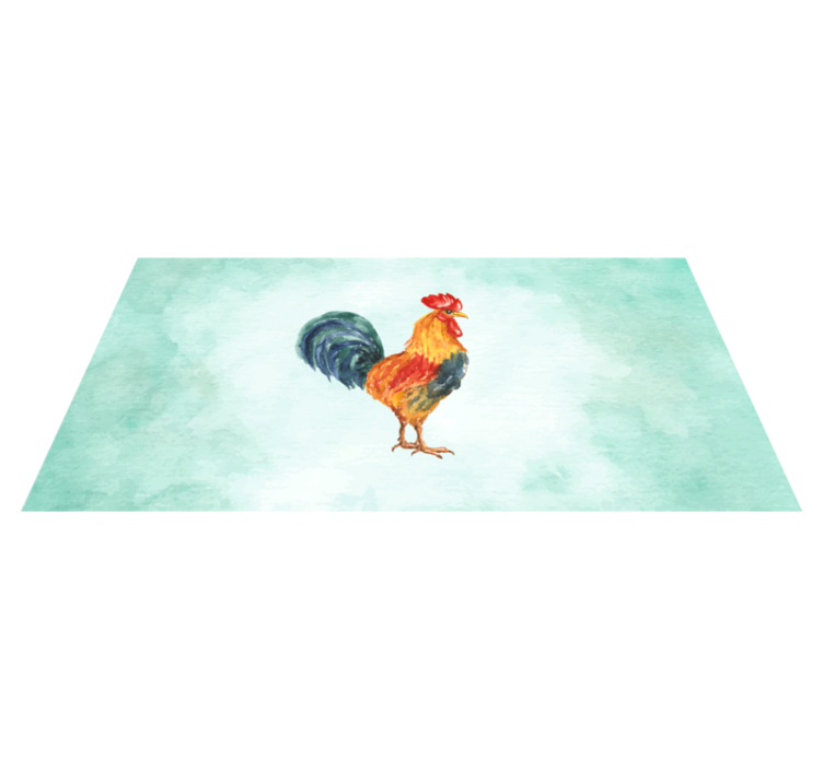 Tapis vinyle animal œuvre d'art de coq à l'aquarelle - TenStickers