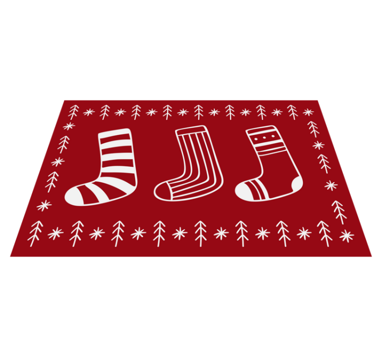 Tapis vinyle noël chaussettes rouges festives - TenStickers
