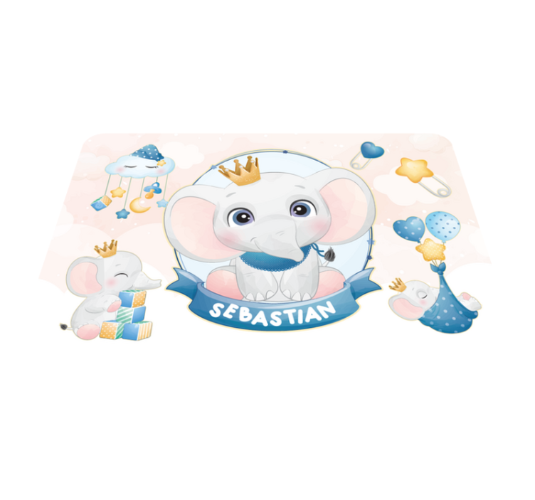 Tapis vinyle personnalisé éléphant couronné - TenStickers