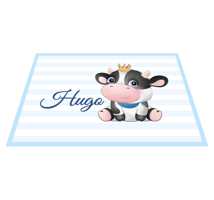 Tapis vinyle chambre bébé vache avec prénom - TenStickers