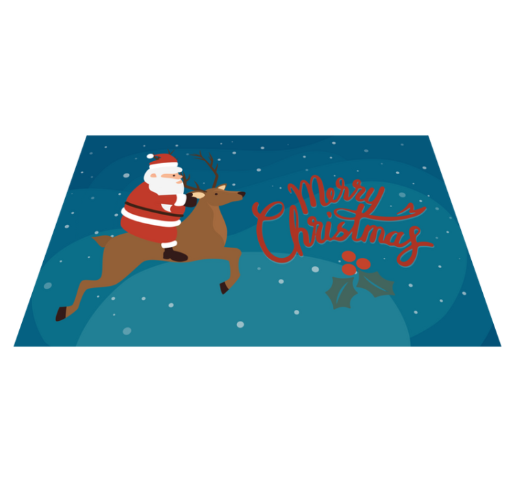 Tapis vinyle noël père noël sur renne - TenStickers