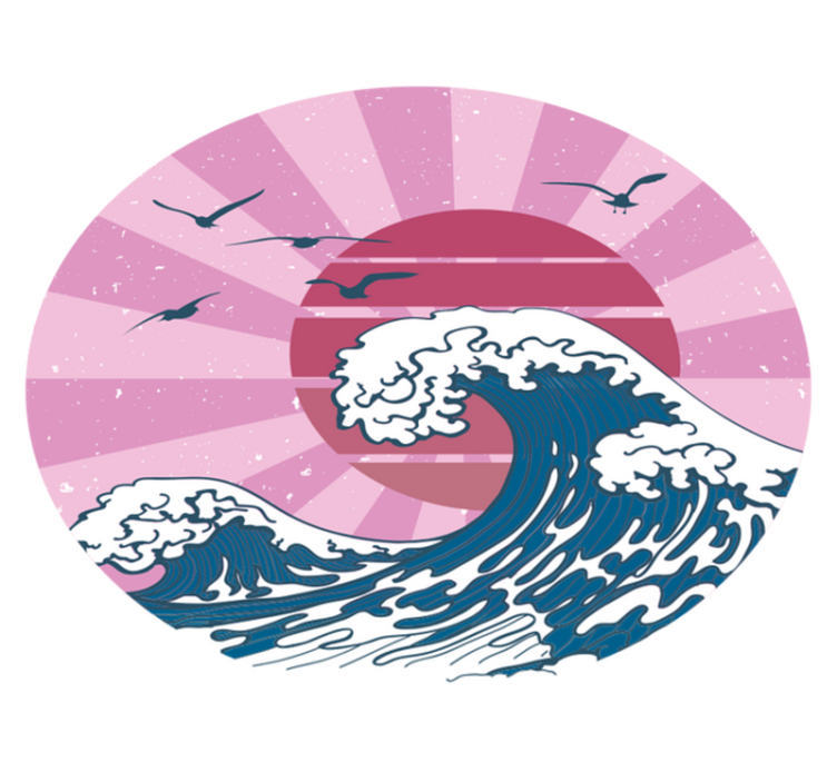Tapis vinyles géométriques vague rose de kanagawa - TenStickers