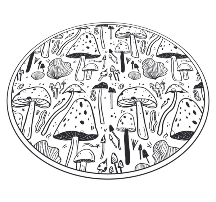 Tapis vinyle nature champignons noirs et blancs - TenStickers