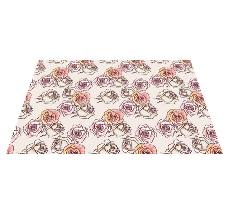 Tapis vinyle fleurs et plantes motif de rose botanique - TenStickers