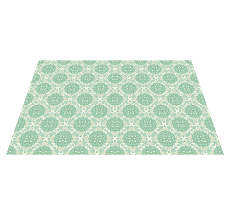 Tapis vinyle carreaux de ciment motif vert complexe - TenStickers