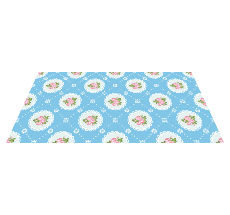 Tapis vinyle bleu motif de dentelle florale - TenStickers