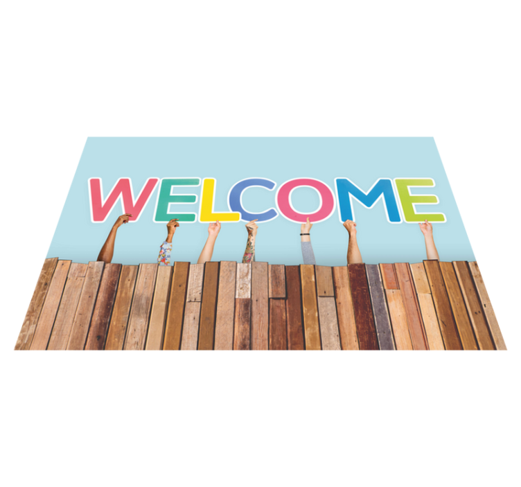 Tapis vinyle citation entrée de bienvenue colorée - TenStickers
