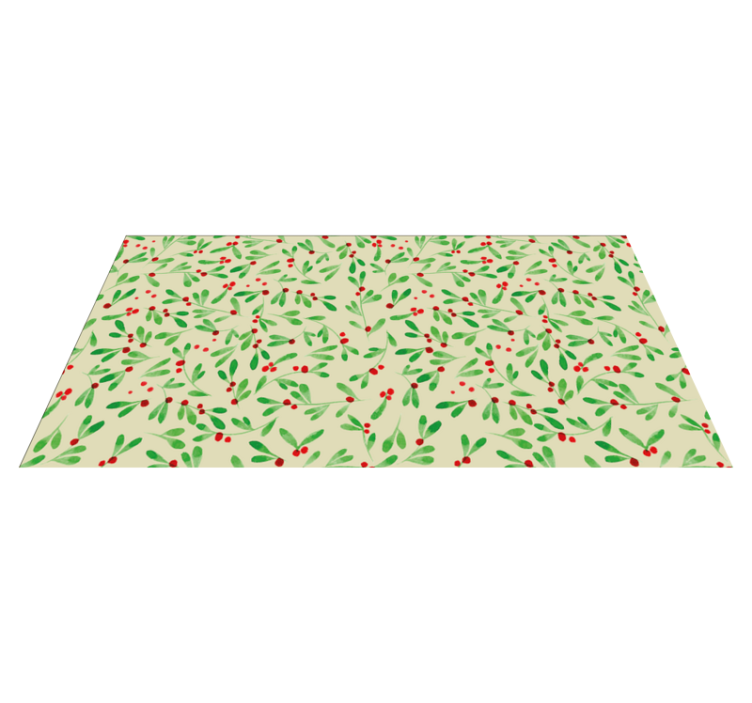 Tapis vinyle Noël motif de gui baies rouges - TenStickers