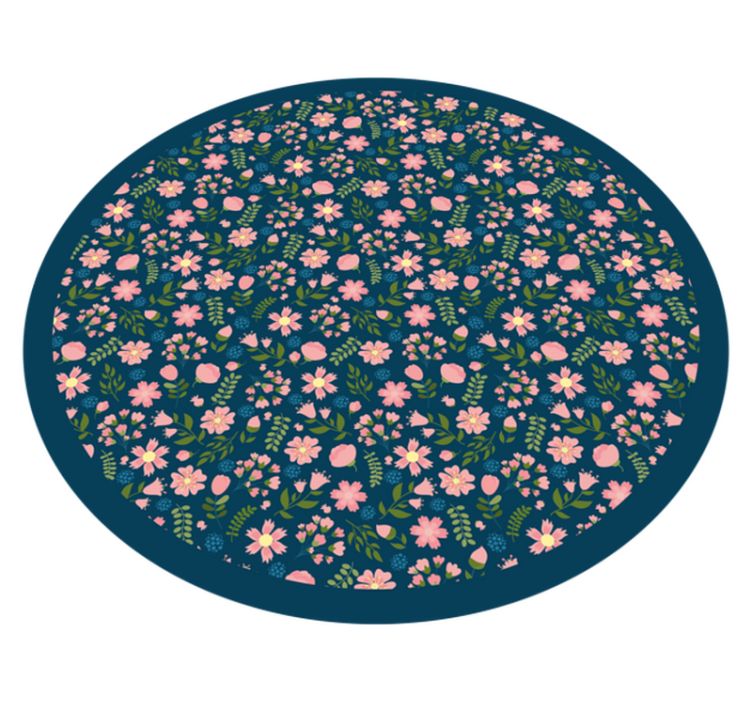Tapis vinyle fleurs et plantes motif circulaire floral - TenStickers