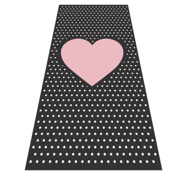 Tapis vinyle cœur et pois sur fond noir - TenStickers