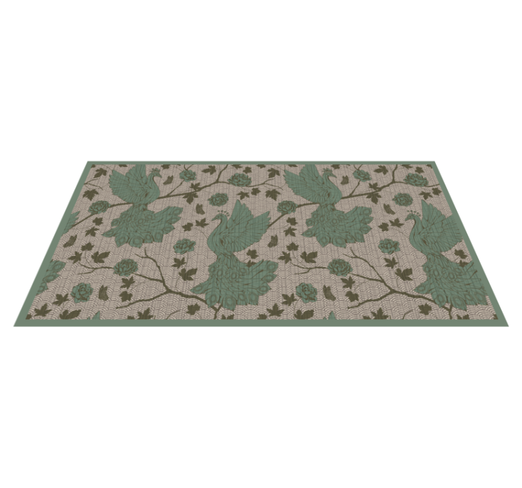Tapis vinyle motif botanique faune verte  - TenStickers