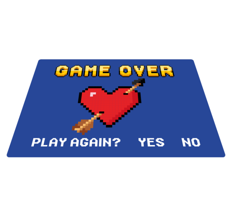 Tapis vinyle citation coeur pixelisé Game Over - TenStickers