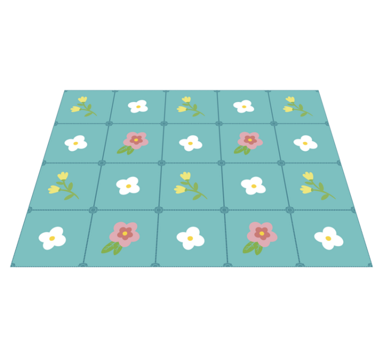 Tapis vinyle fleurs et plantes motif floral pastel - TenStickers
