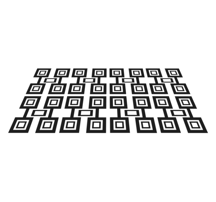 Tapis vinyle motif de carrés géométriques noir et blanc - TenStickers