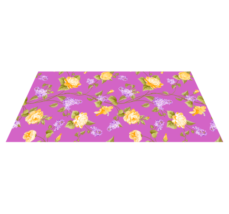 Tapis vinyle motif de fleurs orange et lila - TenStickers
