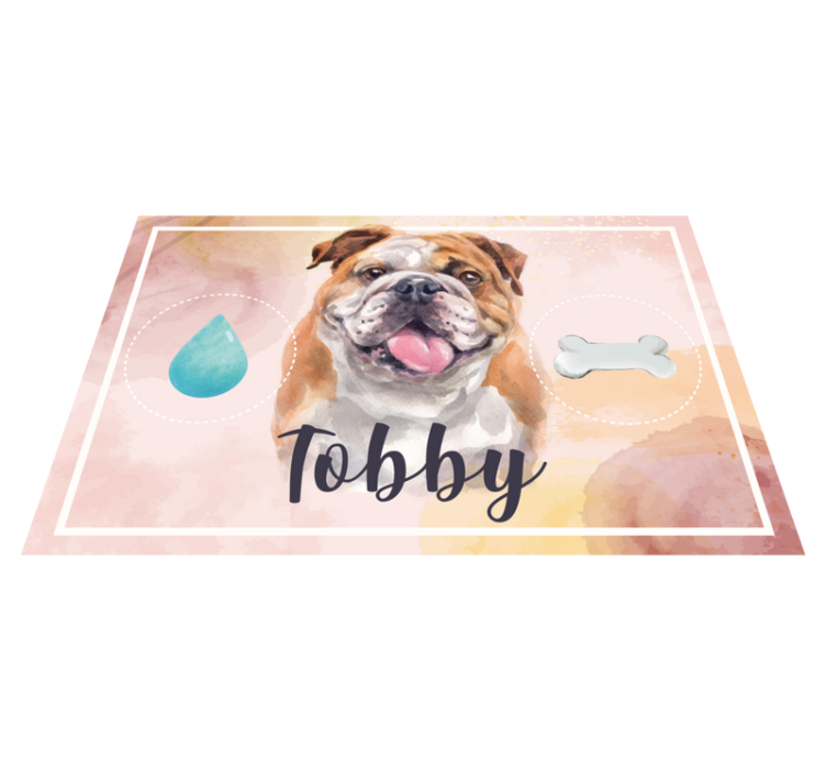 Tapis vinyle animal Bull dog eau et nourriture - TenStickers