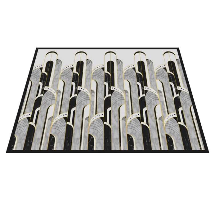 Tapis vinyle moderne Art Déco motif gris et noir - TenStickers
