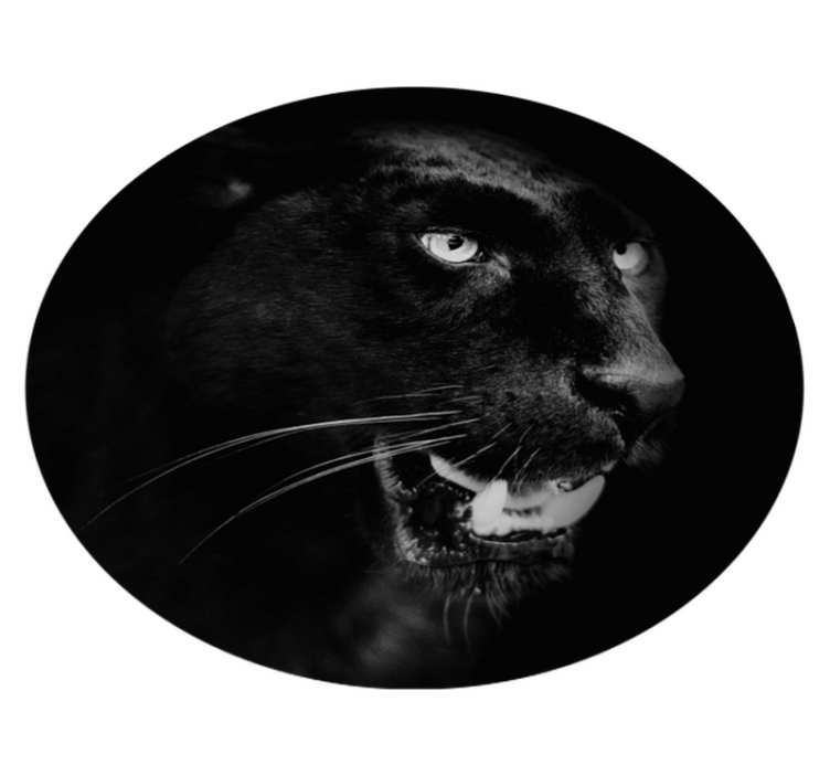 Tapis vinyle rond portrait panthère noire - TenStickers
