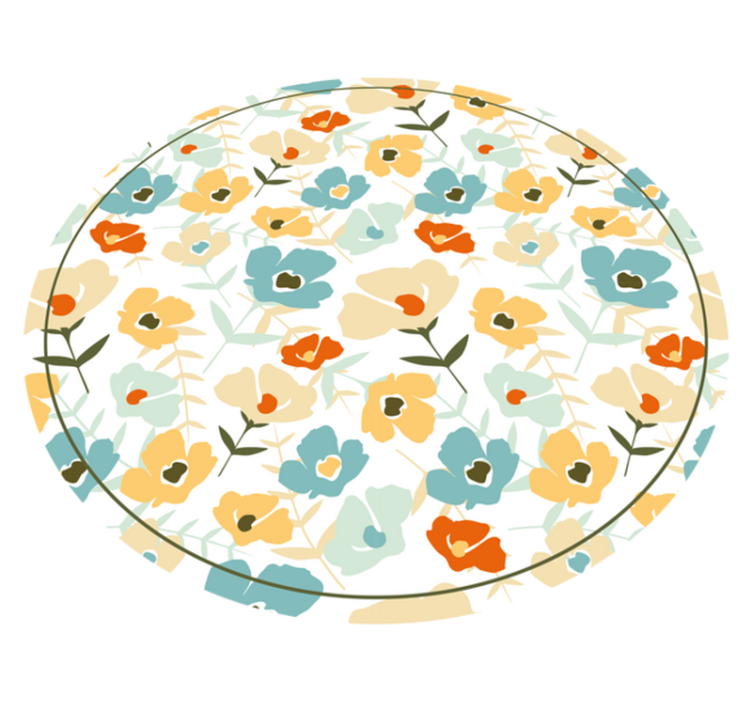 Tapis en vinyle forme ronde motif floral - TenStickers