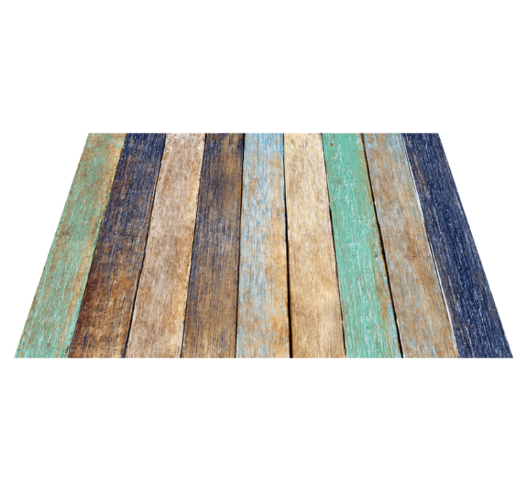 Tapis vinyle bois couleurs lattes délavées - TenStickers