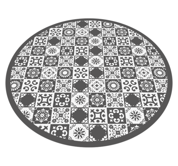 Tapis vinyle rond carrelage ibérique gris - TenStickers