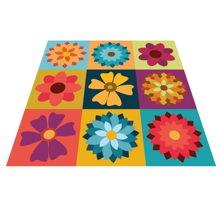 Tapis vinyle carreaux de ciment fleurs hippies multicolores - TenStickers