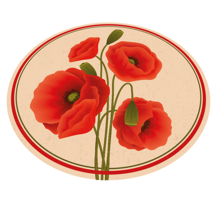 Tapis vinyle fleurs et plantes coquelicots rouges - TenStickers