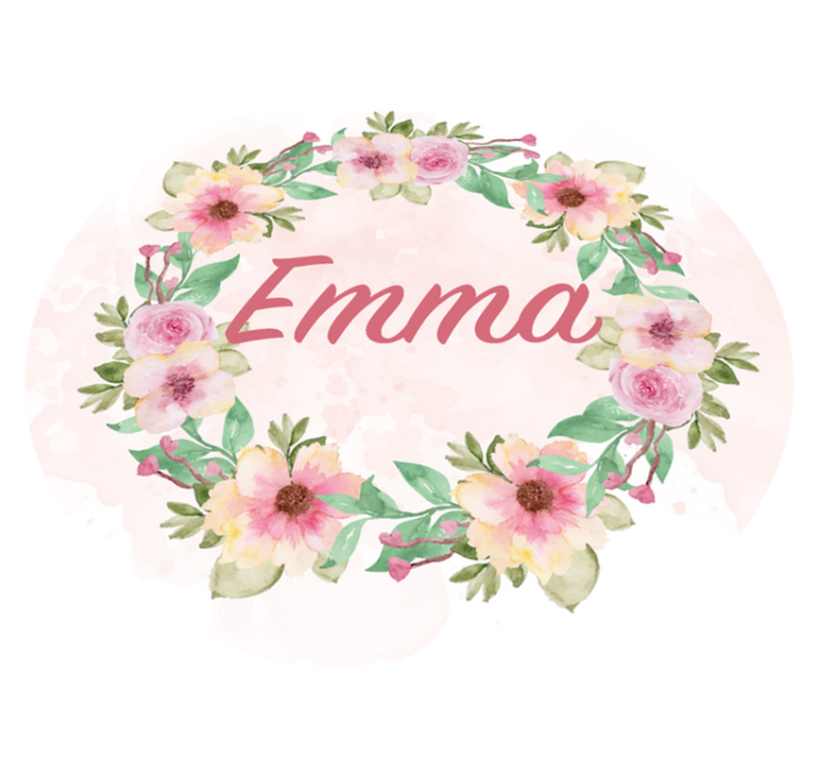 Tapis vinyle couronne de fleurs avec prénom - TenStickers