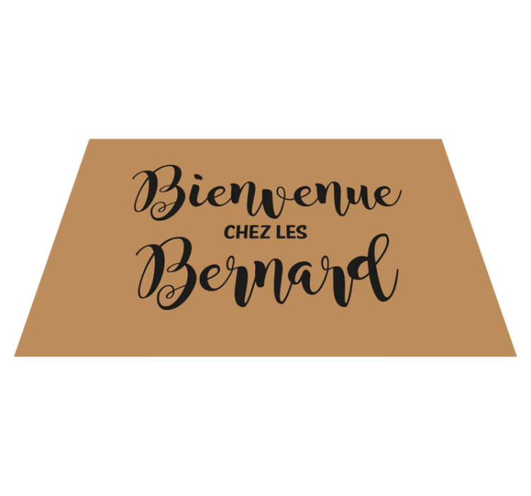 Tapis vinyle entrée bienvenue "Chez les" nom personnalisé - TenStickers