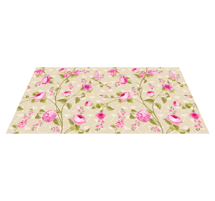 Tapis vinyle motif floral classique rose - TenStickers
