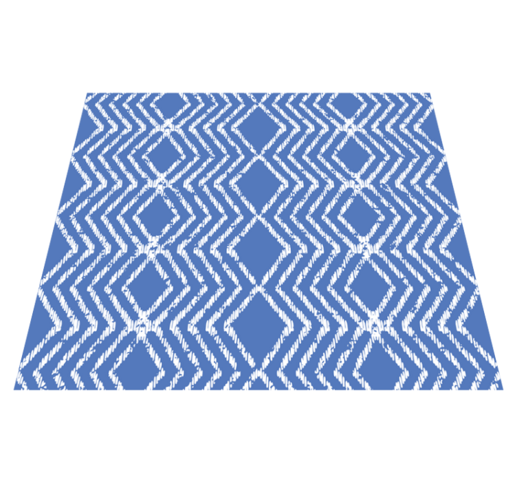 Tapis vinyle bleu motif en zigzag - TenStickers