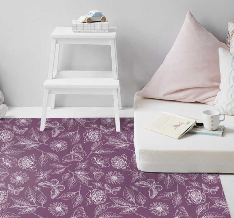 Tapis vinyle fleurs et plantes symétrie florale - TenStickers