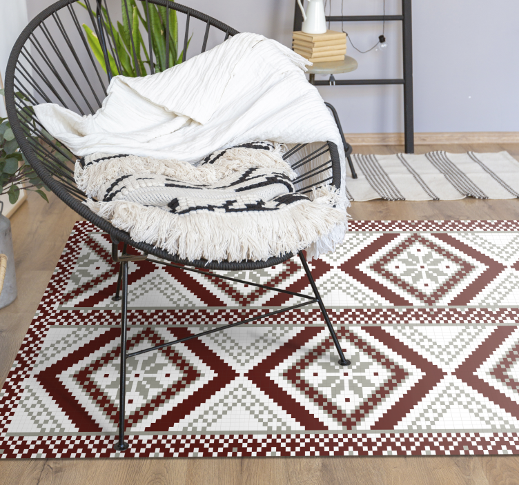 Tapis mosaique vinyle motifs géométriques complexes - TenStickers