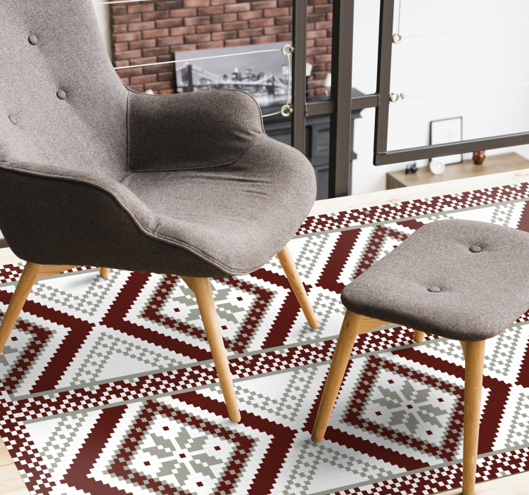 Tapis mosaique vinyle motifs géométriques complexes - TenStickers