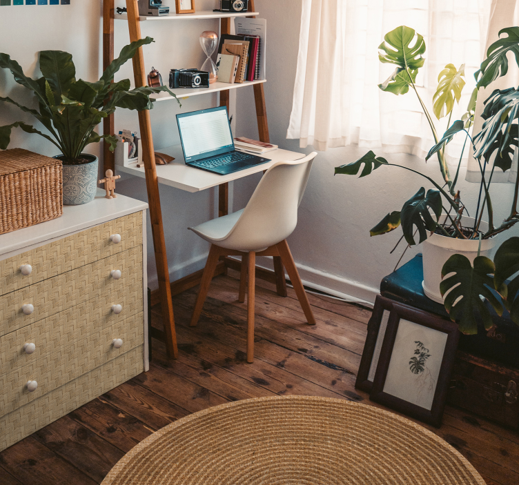 Tapis vinyle chambre tissage circulaire naturel - TenStickers