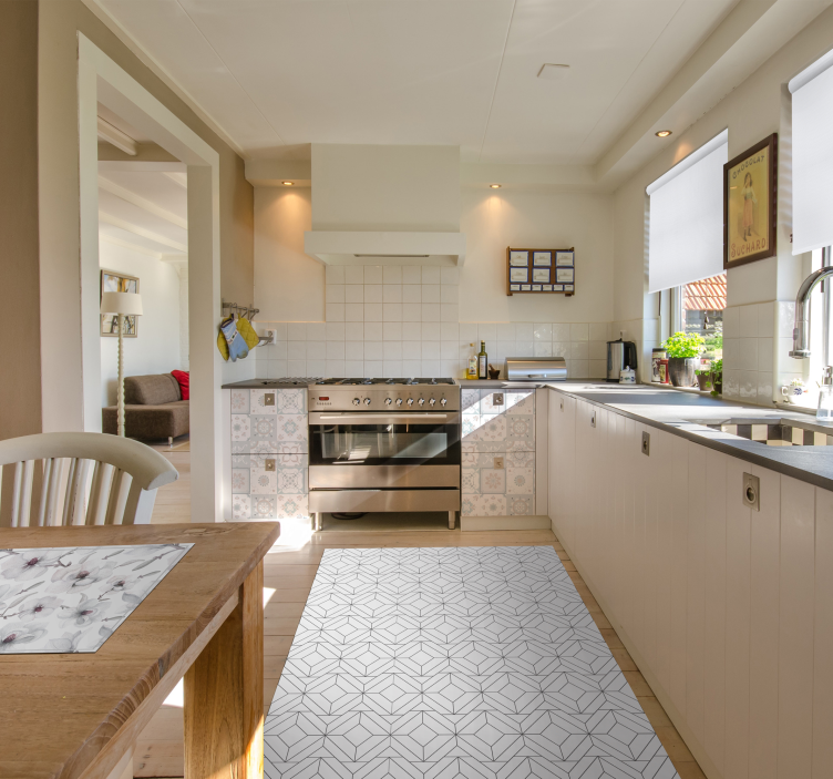 Tapis vinyles géométriques motif blanc - TenStickers