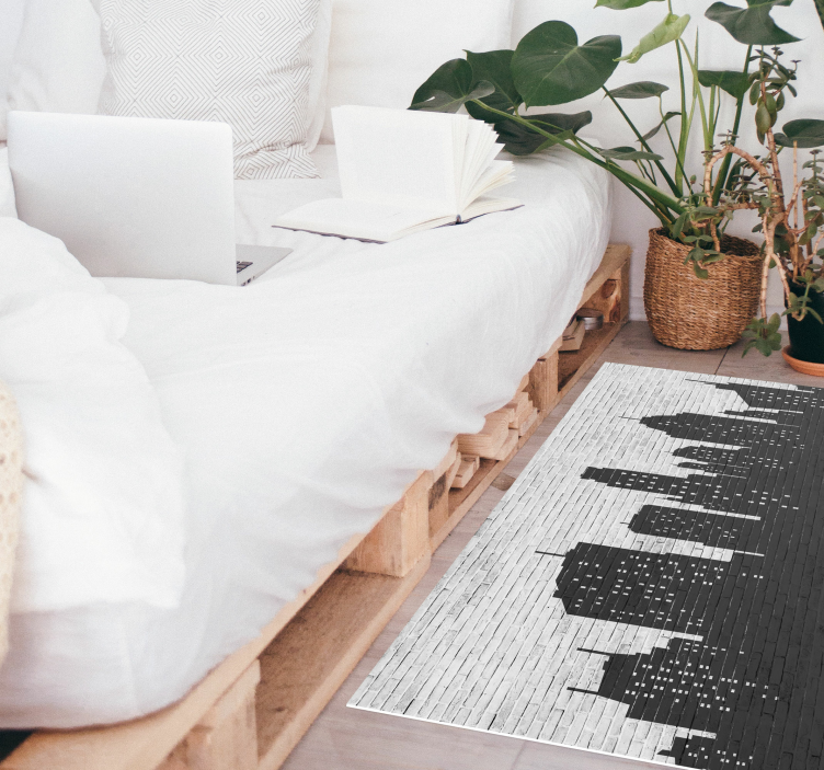 Tapis vinyle ligne d'horizon sur mur en briques - TenStickers