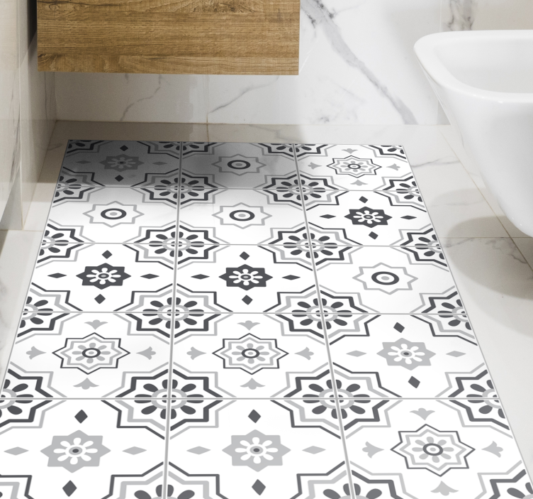 Tapis vinyle cuisine motifs gris élégants - TenStickers