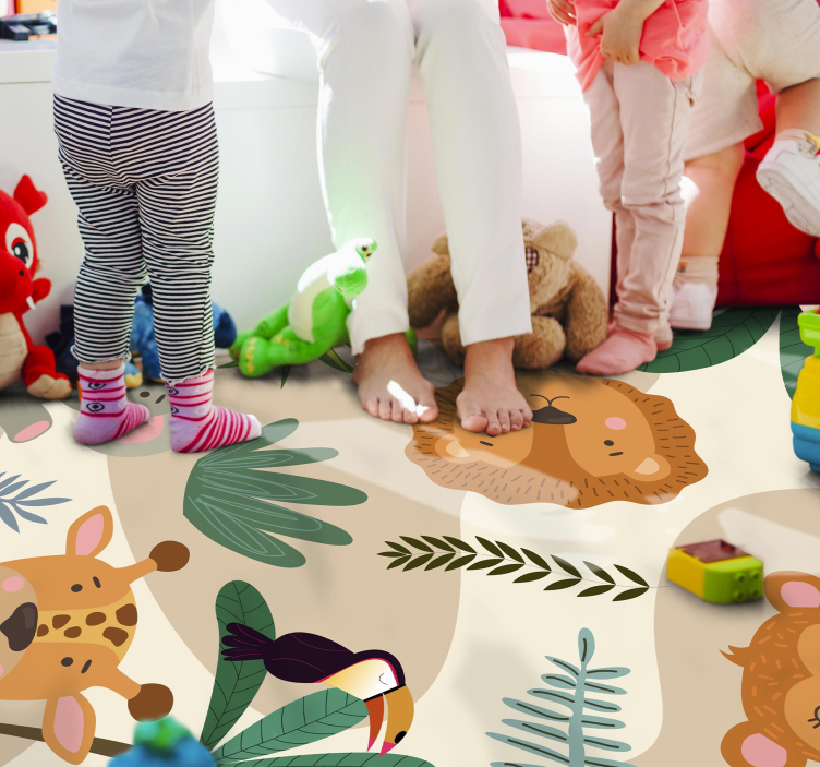 Tapis vinyle chambre bébé amis de la jungle du safari - TenStickers
