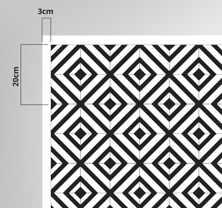 Tapis vinyles géométriques diamants noirs et blancs - TenStickers