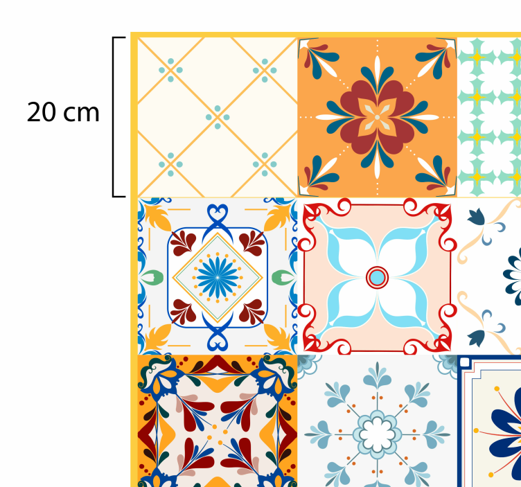 Tapis vinyle carreaux de ciment motifs de tuiles en mosaïque - TenStickers