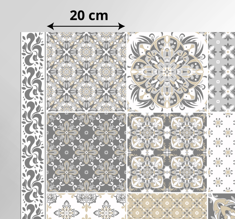 Tapis vinyle cuisine carreaux de ciment motif gris - TenStickers