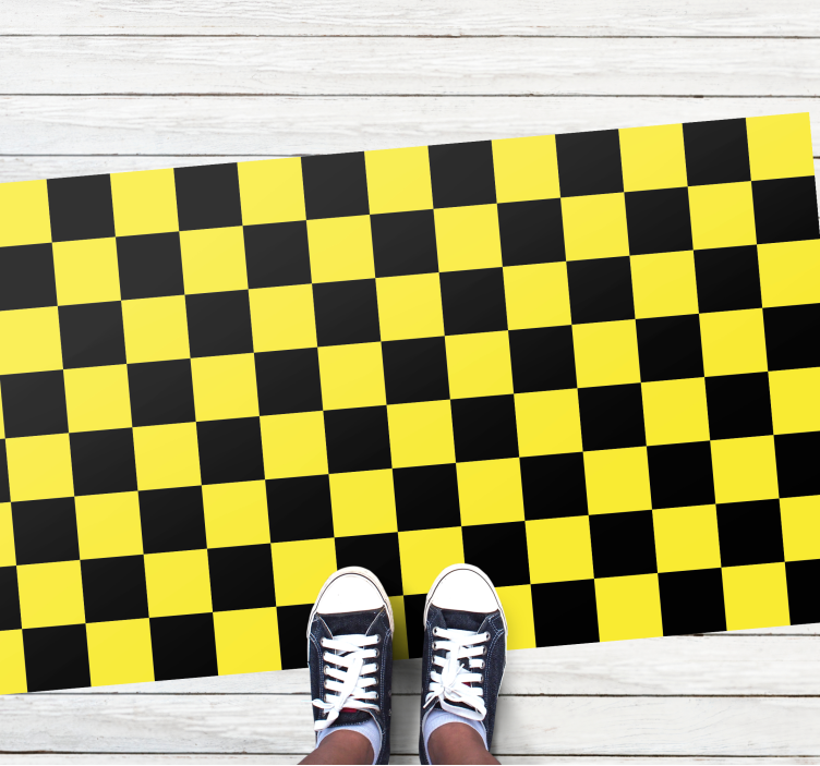 Tapis vinyle plateau d'échecs jaune et noir - TenStickers