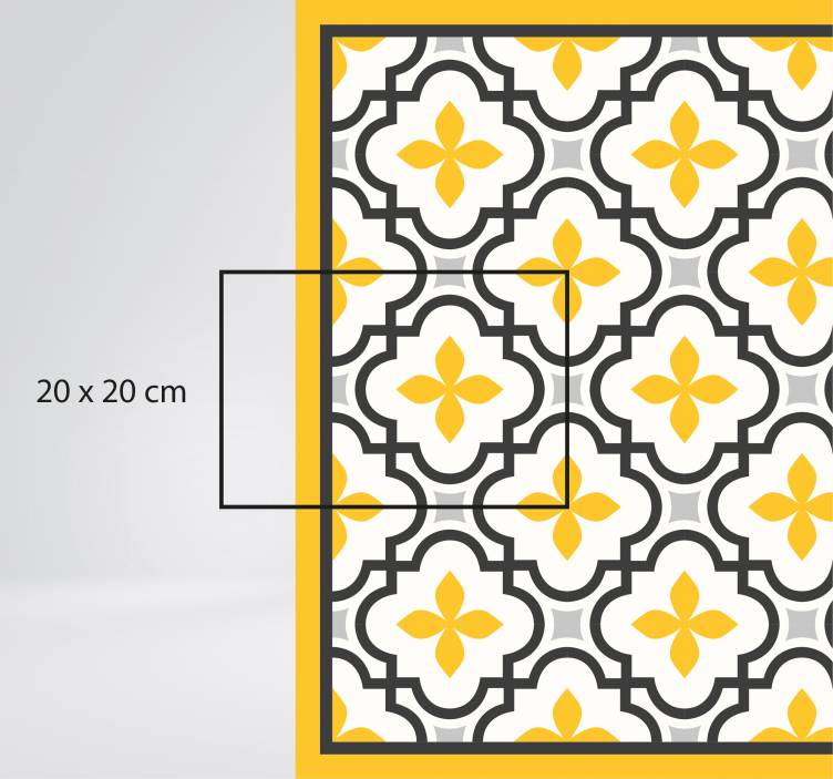Tapis vinyle carreaux de ciment motif floral jaune - TenStickers