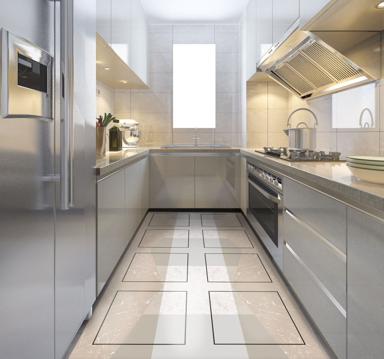 Tapis vinyle cuisine carrés de marbre - TenStickers